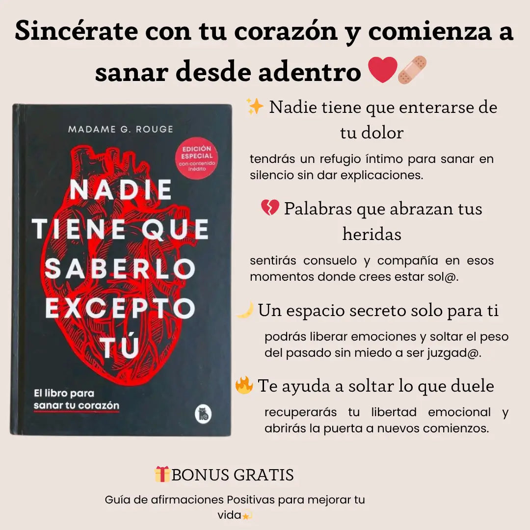Libro ❤️🩹Nadie Tiene Que Saberlo Excepto Tú 🎁GRATIS 101 Afirmaciones Positivas Con Acceso Digital Inmediato 🎁