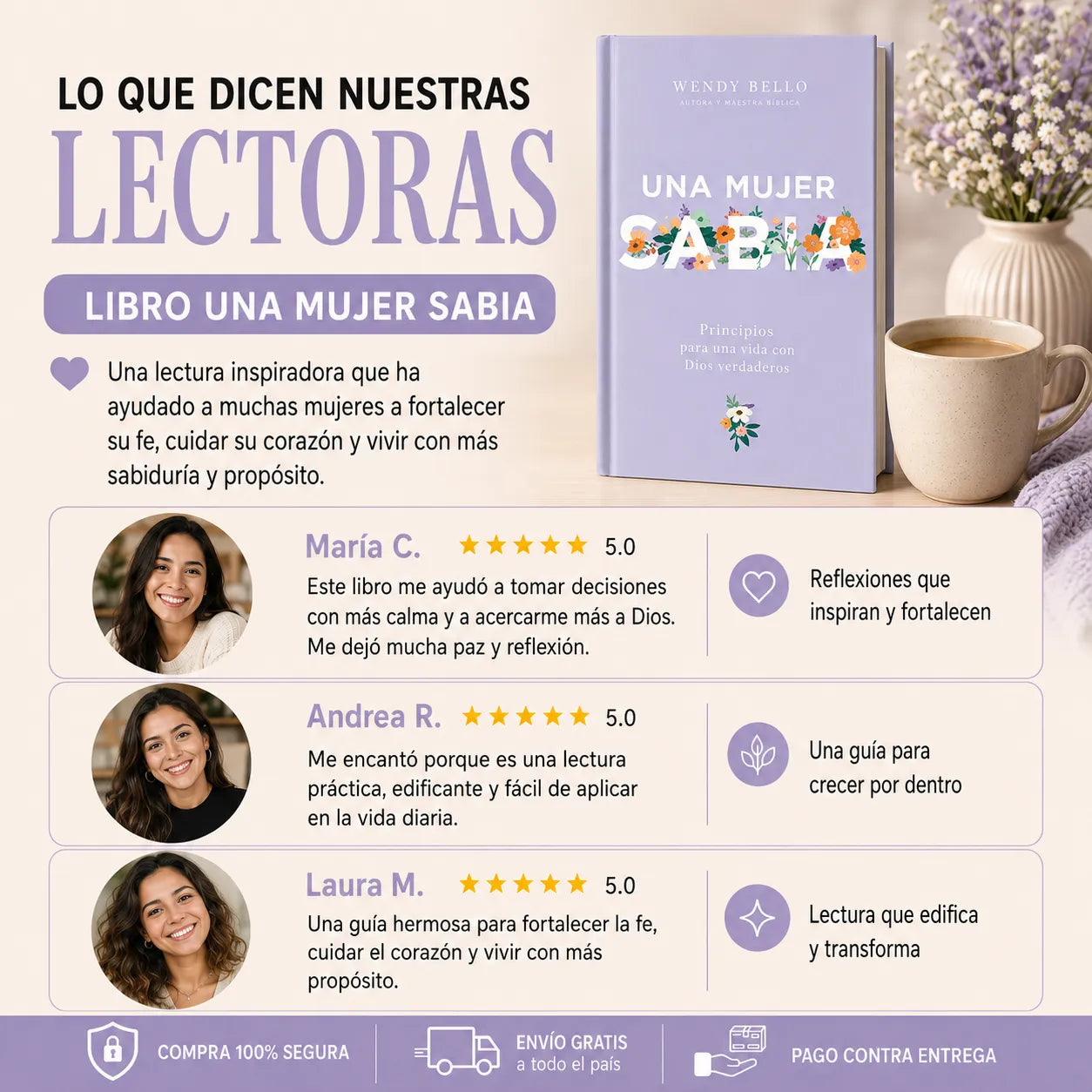 ✨ Una Mujer Sabia: fortalece tu fe y vive con propósito + E-book de regalo + 2 separadores + 1 resaltador 🎁📖