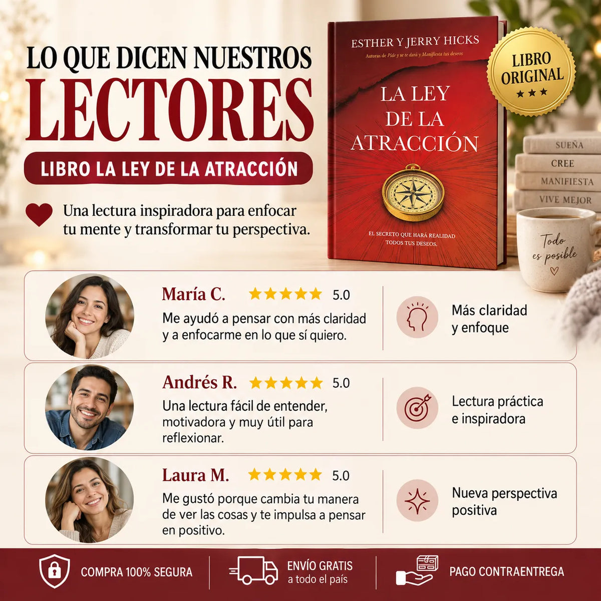 📕La Ley de la Atracción + E-book GRATIS 🎁 + 2 Separadores 📑 + 1 Resaltador 🖍️ | Envío Gratis