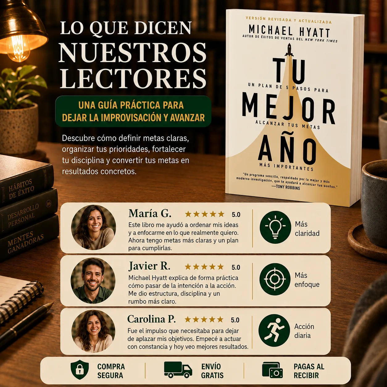 📘✨ TU MEJOR AÑO: Convierte tus metas en resultados + E-book GRATIS + 2 separadores + 1 resaltador 🎁🚚