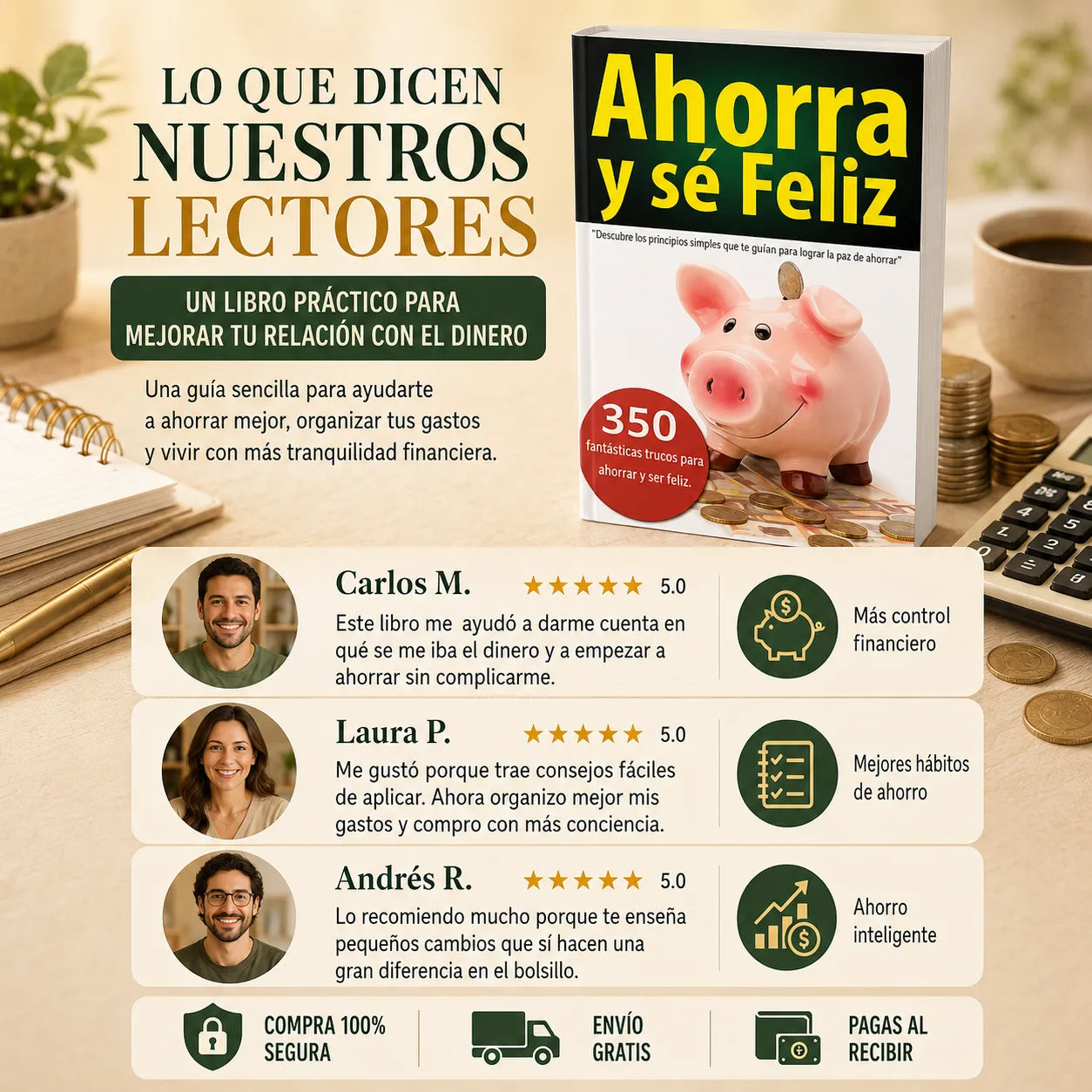 📚 Ahorra y sé Feliz: Aprende a Cuidar tu Dinero + E-book Gratis + 2 Separadores + 1 Resaltador 🎁📖