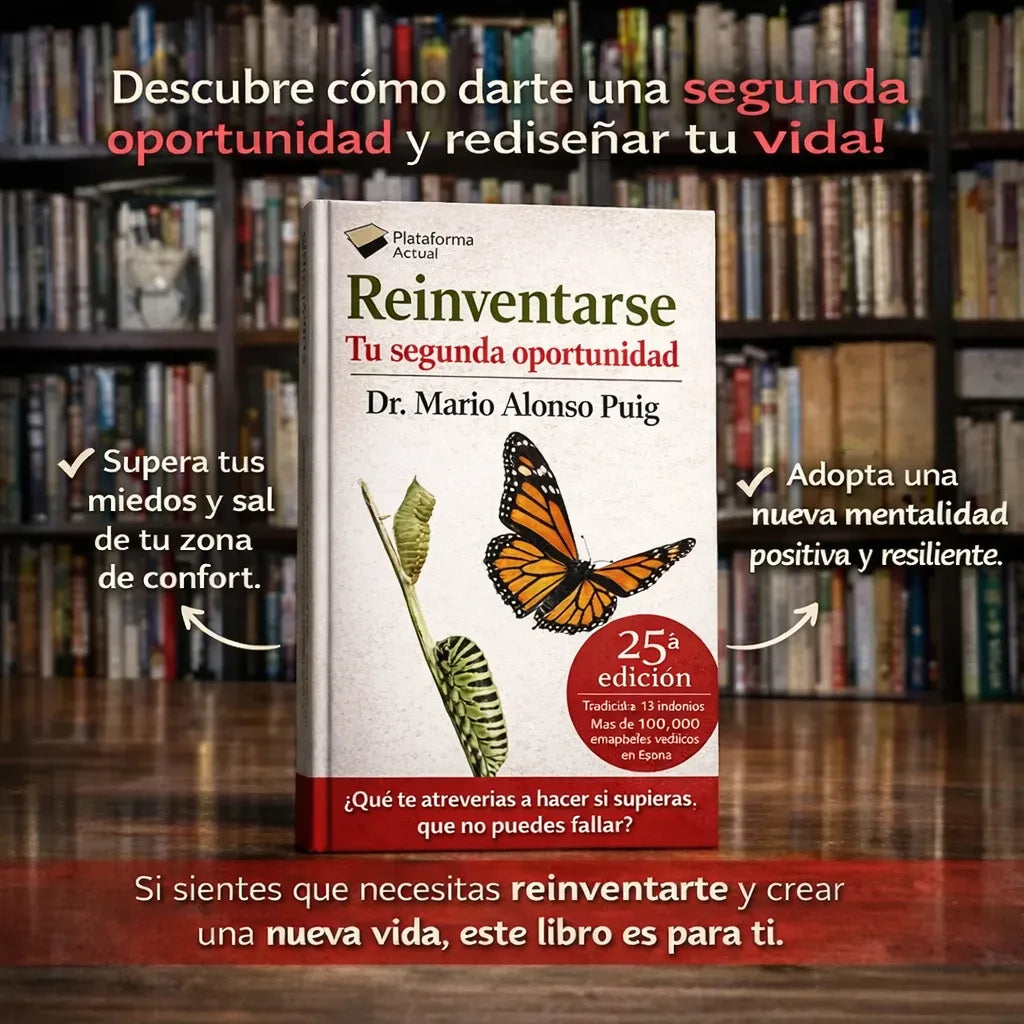 📘 REINVENTARSE TU SEGUNDA OPORTUNIDAD 🎁 Llévate GRATIS: 🎧 Audiolibro Cómo lograr lo que te propones 🔖 2 separadores de libros 🖍 1 marcador resaltador