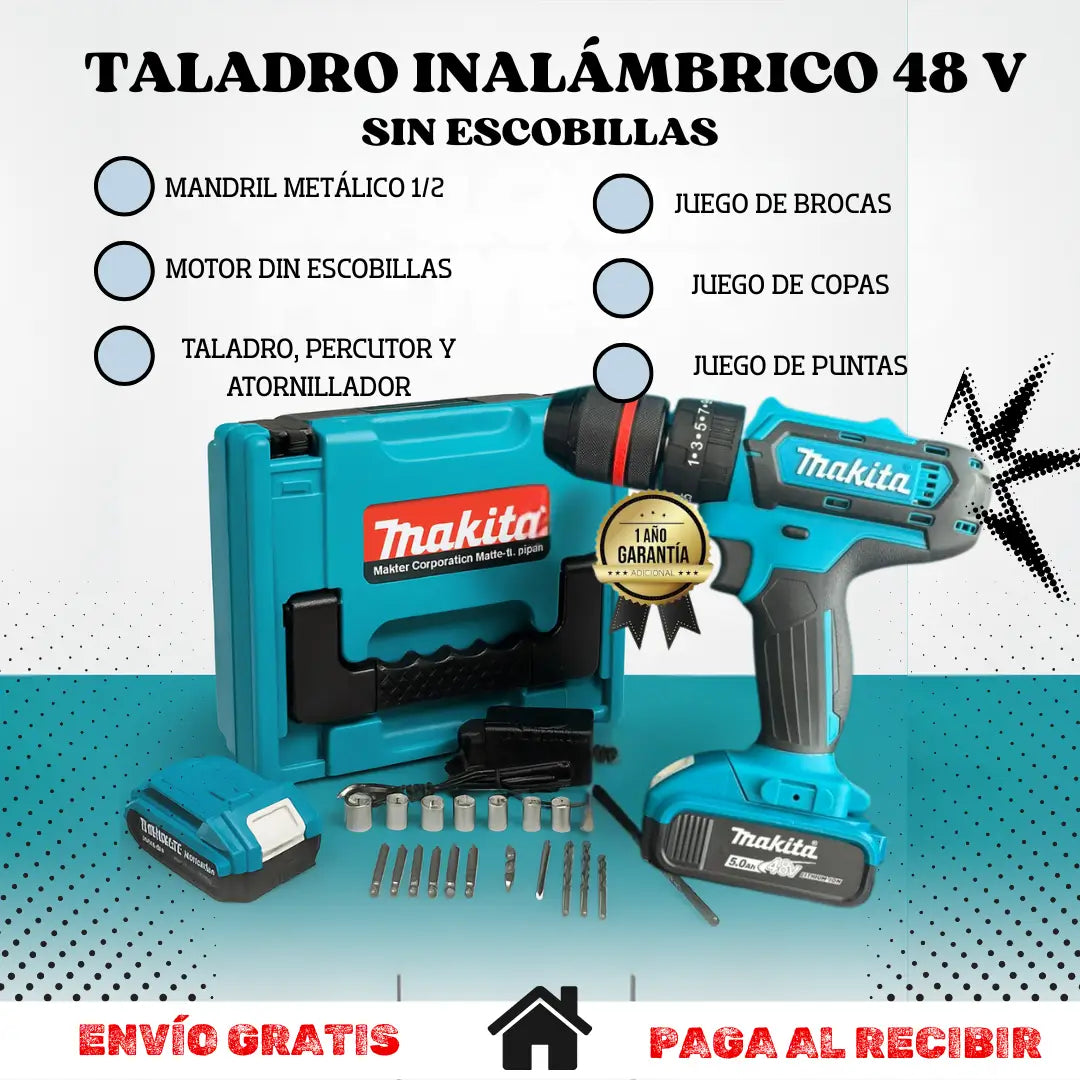 Makita 48V “Impacto Total” – Ideal para Obra, Carpintería y Hogar - MANDRIL 1/2 (13MM)