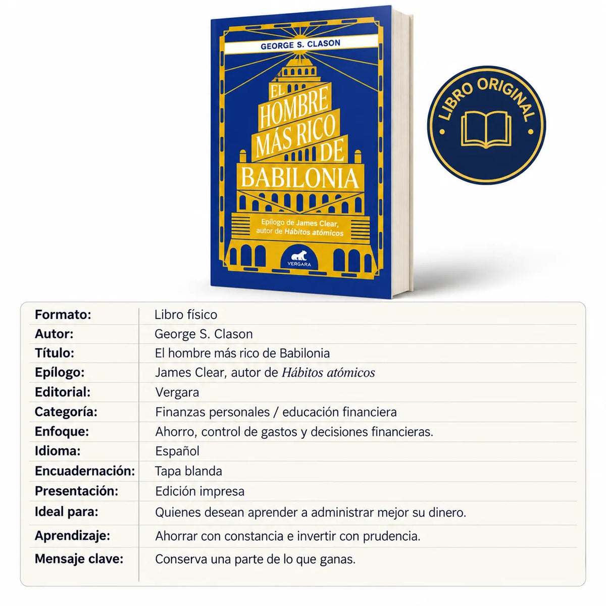 📘💰 El Hombre Más Rico de Babilonia ORIGINAL + 🎁 E-book La Psicología del Dinero + 2 separadores + resaltador + agenda de Post-it + lapicero 🚚