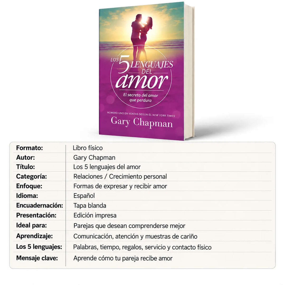 ❤️ Los 5 Lenguajes del Amor: Aprende a conectar con tu pareja + 🎁 E-book GRATIS + 🔖 2 separadores + 🖍️ 1 resaltador