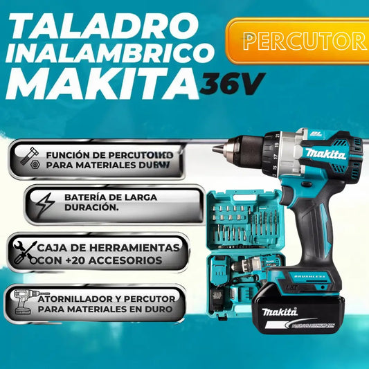 Taladro Makita 36V CAJA AZUL - 3 en 1: Taladro, atornillador y percutor. 🔩
