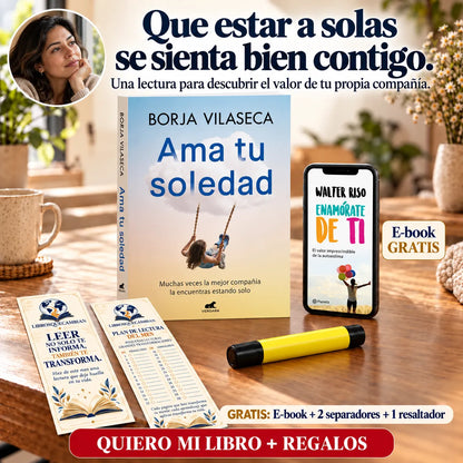 📖 Ama tu soledad: disfruta de tu compañía 💛 + GRATIS 🎁 E-book  + 2 separadores + 1 resaltador