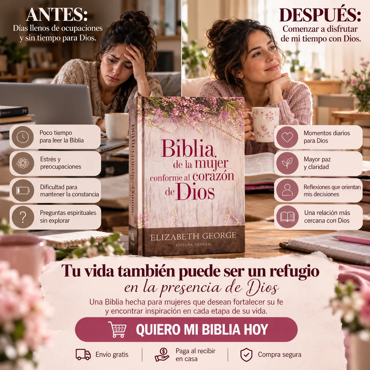 📖 Biblia de la Mujer Conforme al Corazón de Dios + Regalos GRATIS 🎁 + Envío GRATIS 🚚