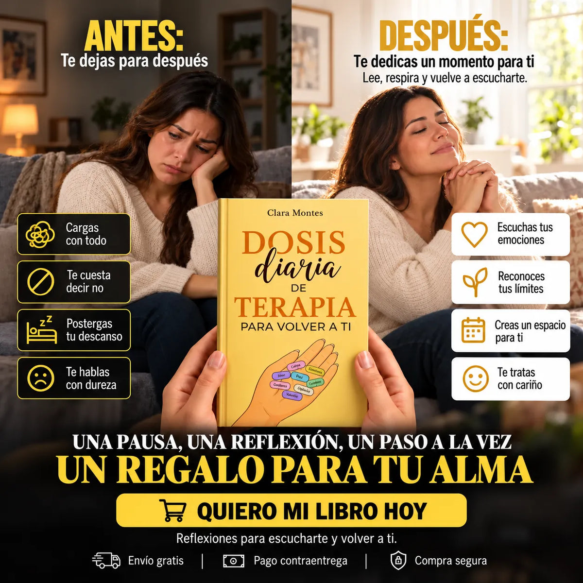 Dosis diaria de terapia para volver a ti — Un regalo para tu alma + GRATIS E-book🎁  + 🔖 2 separadores + 🖍️ 1 resaltador