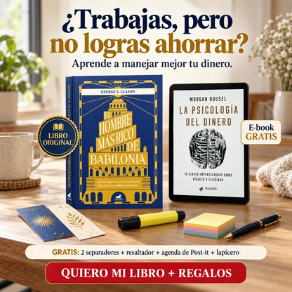 📘💰 El Hombre Más Rico de Babilonia ORIGINAL + 🎁 E-book La Psicología del Dinero + 2 separadores + resaltador + agenda de Post-it + lapicero 🚚