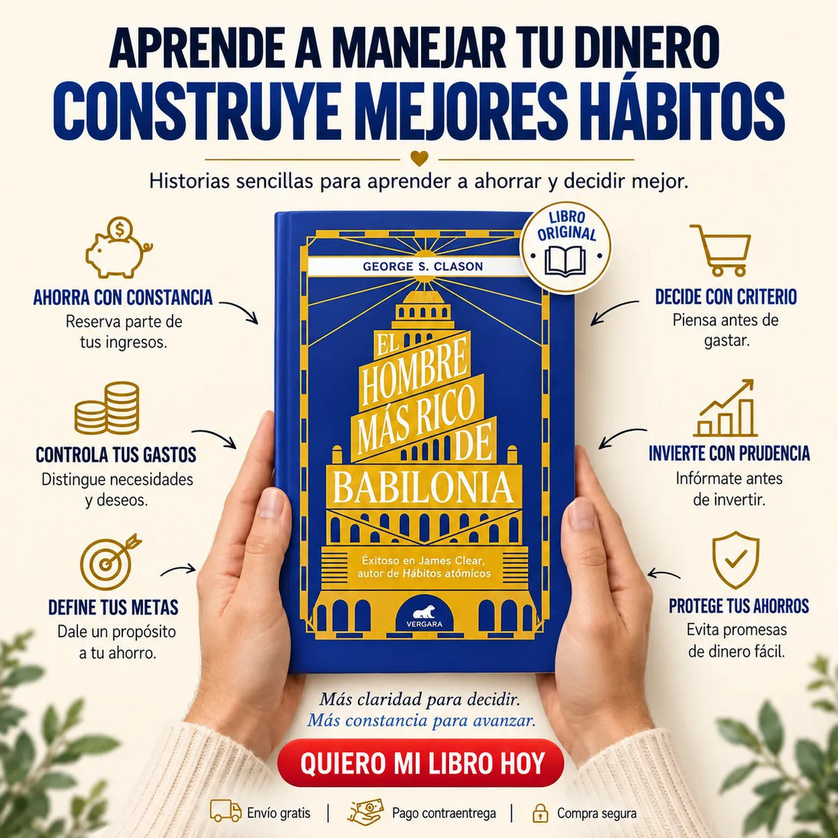 📘💰 El Hombre Más Rico de Babilonia ORIGINAL + 🎁 E-book La Psicología del Dinero + 2 separadores + resaltador + agenda de Post-it + lapicero 🚚