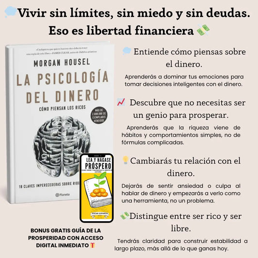 Libro "La psicología del dinero"💸 RECIBE GRATIS 🎁Guia "Lea y hágase prospero" 🎁