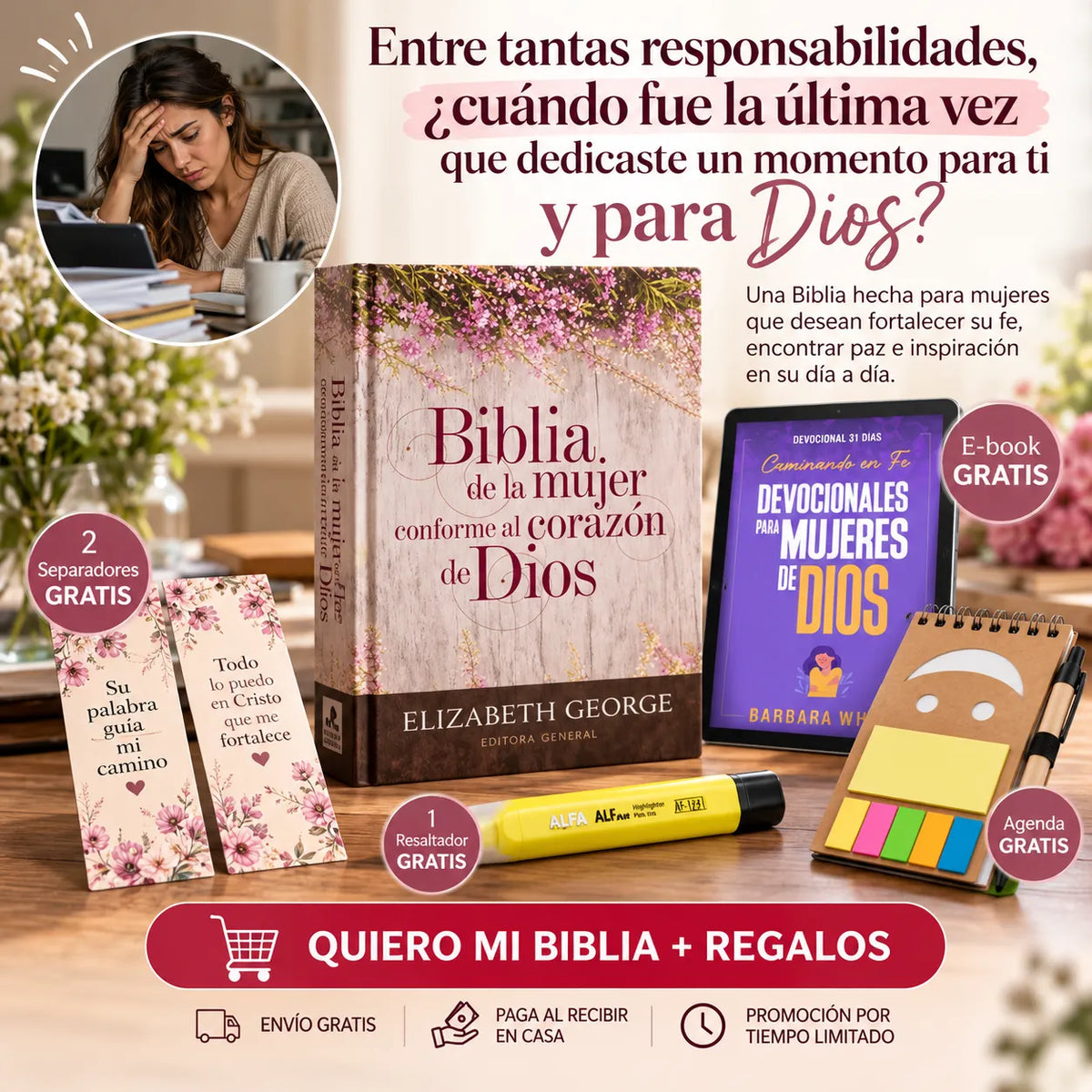 📖 Biblia de la Mujer Conforme al Corazón de Dios + Regalos GRATIS 🎁 + Envío GRATIS 🚚
