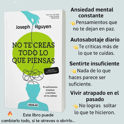 📘 Libro "No te creas todo lo que piensas" (FÍSICO) 💎🎁 Incluye paquete exclusivo (ebook de 101 afirmaciones positivas + 2 separadores de páginas y 1 resaltador) 🚀📚🧠
