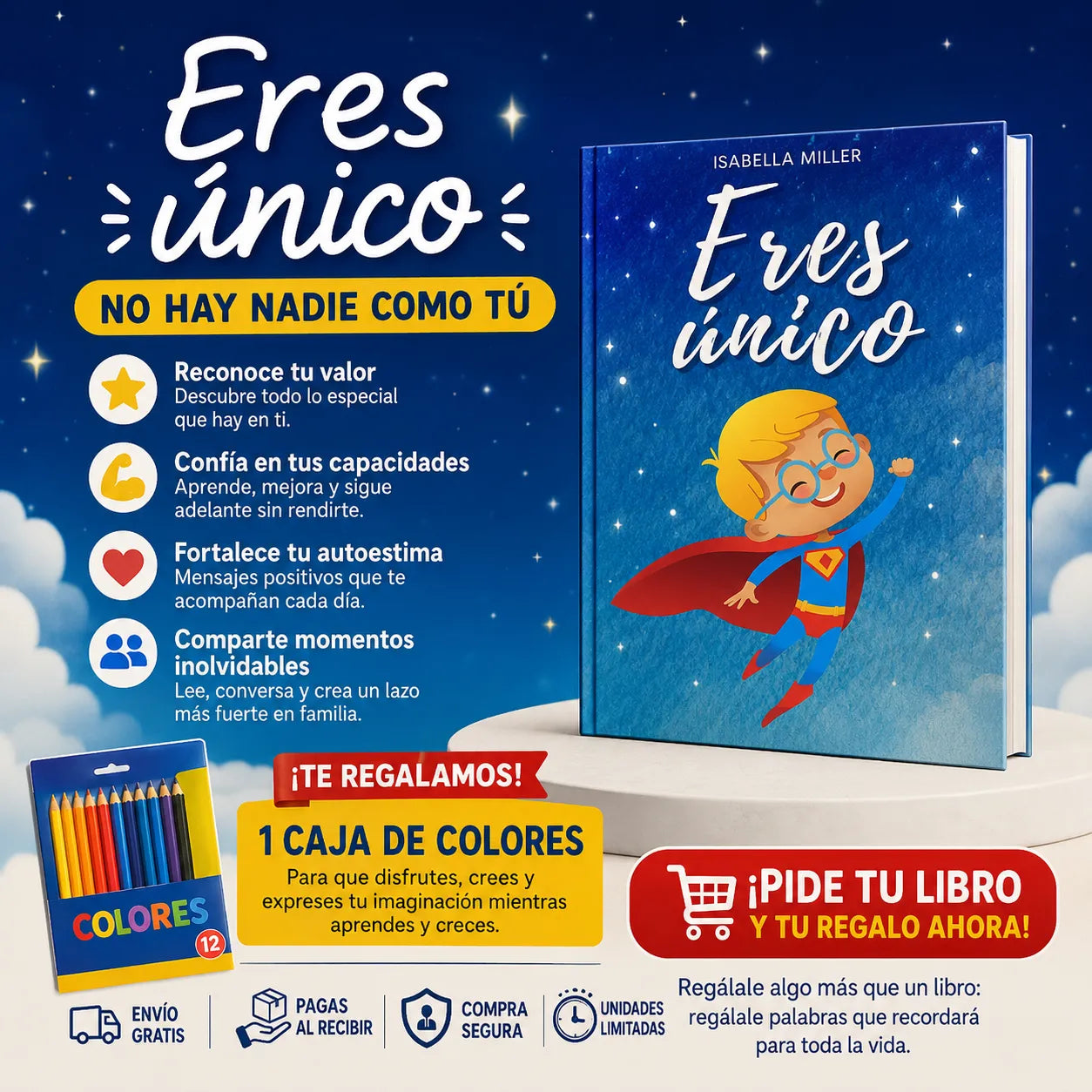 ✨ Regálale Confianza y Creatividad: Libro Eres Único + + Caja de Colores GRATIS 🎨