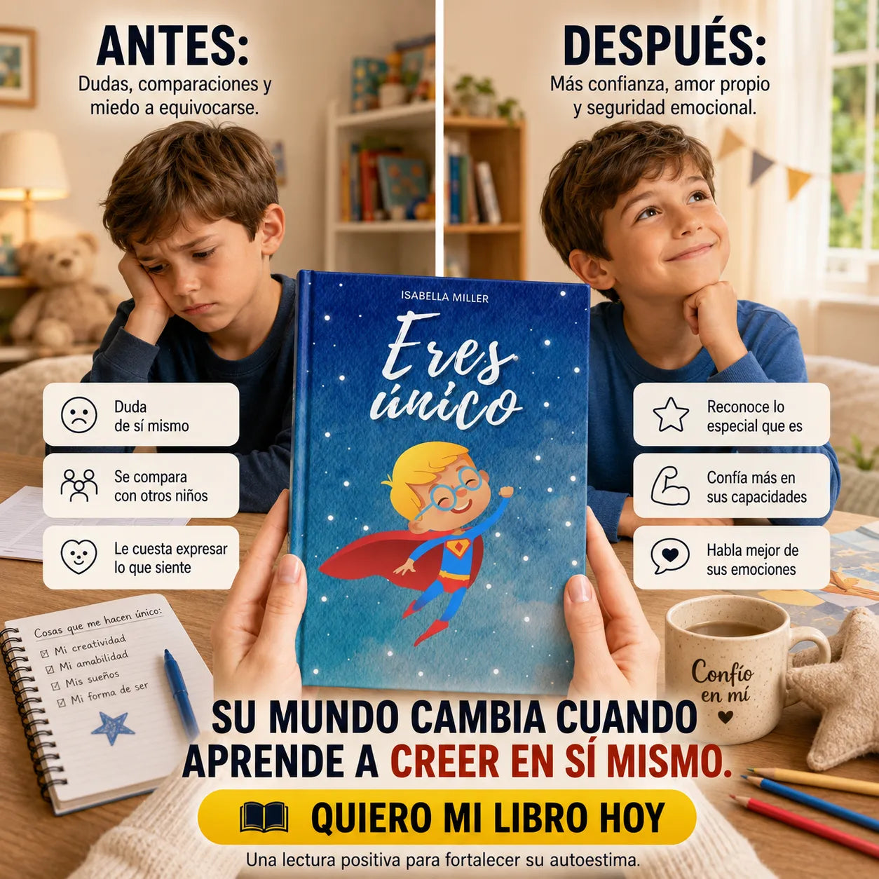 ✨ Regálale Confianza y Creatividad: Libro Eres Único + + Caja de Colores GRATIS 🎨