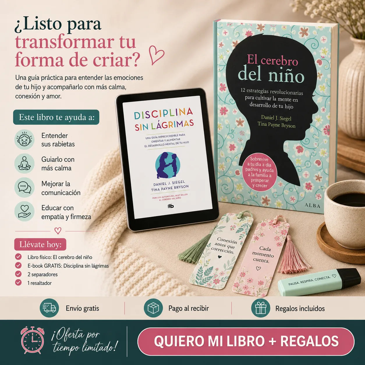 🧠 El Cerebro del Niño: Guía para Criar con Calma ✨ + E-Book + 2 Separadores + 1 Resaltador GRATIS 🎁📚
