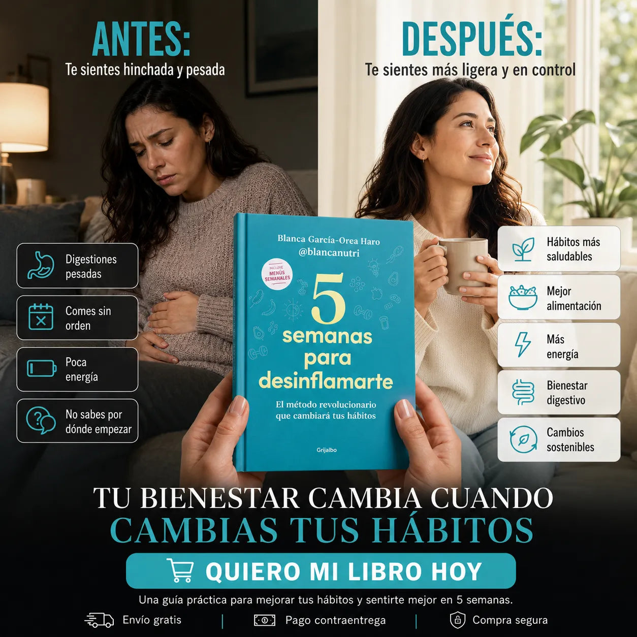 🌿 5 Semanas para Desinflamarte + E-book  GRATIS + 2 Separadores 🔖 + 1 Resaltador