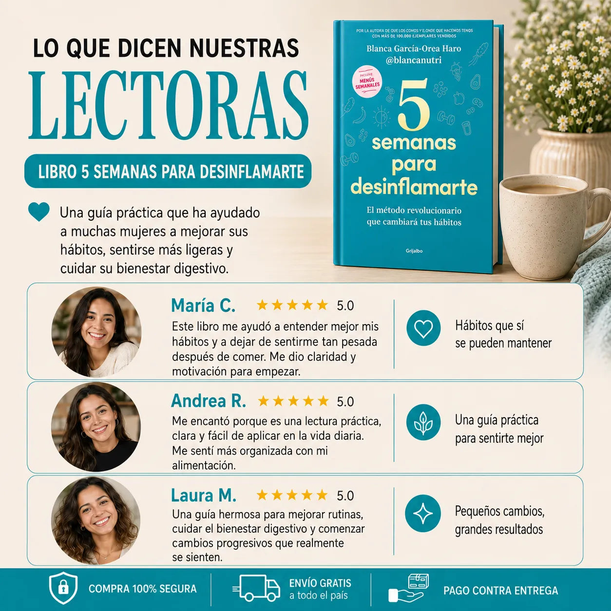 🌿 5 Semanas para Desinflamarte + E-book  GRATIS + 2 Separadores 🔖 + 1 Resaltador