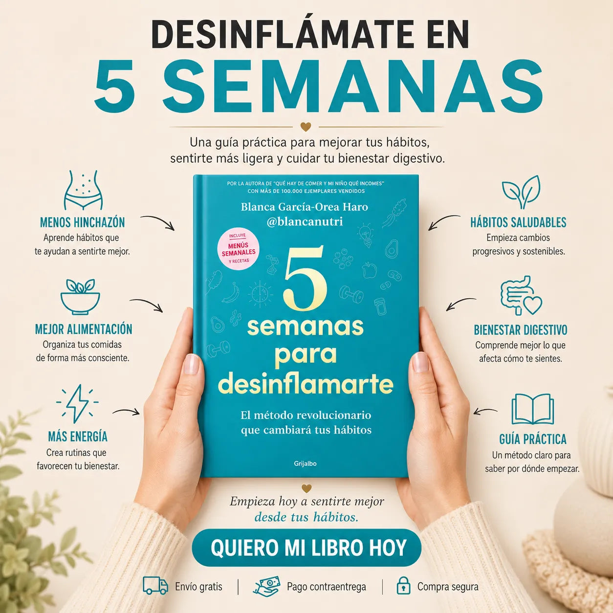 🌿 5 Semanas para Desinflamarte + E-book  GRATIS + 2 Separadores 🔖 + 1 Resaltador