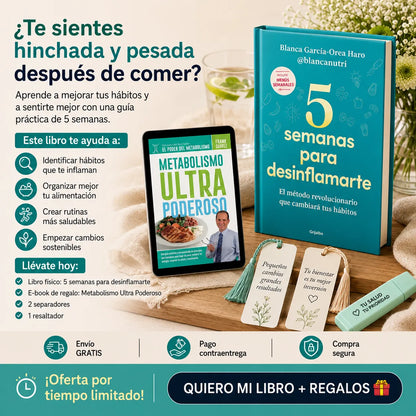 🌿 5 Semanas para Desinflamarte + E-book  GRATIS + 2 Separadores 🔖 + 1 Resaltador