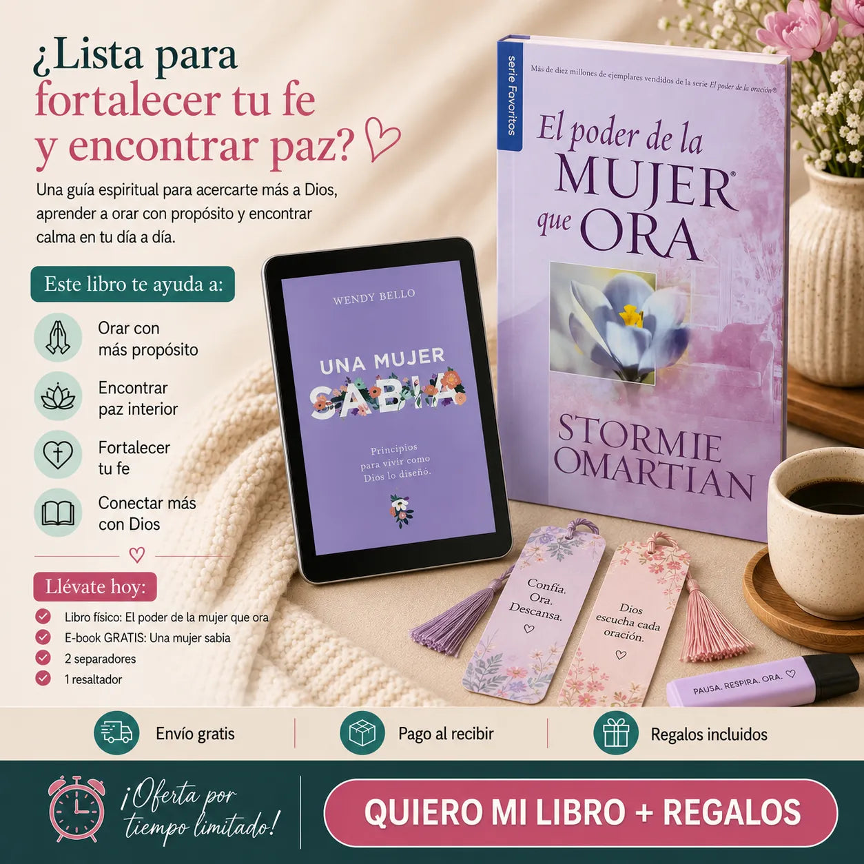 📖 El poder de una mujer que ora + 🎁 E-BOOK GRATIS + 2 Separadores + 1 Resaltador ✨