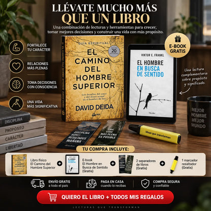 🔥 EL CAMINO DEL HOMBRE SUPERIOR 📖 + E-BOOK GRATIS 🎁 + 2 SEPARADORES 🔖 + 1 RESALTADOR