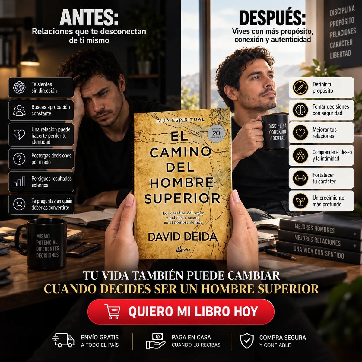 🔥 EL CAMINO DEL HOMBRE SUPERIOR 📖 + E-BOOK GRATIS 🎁 + 2 SEPARADORES 🔖 + 1 RESALTADOR