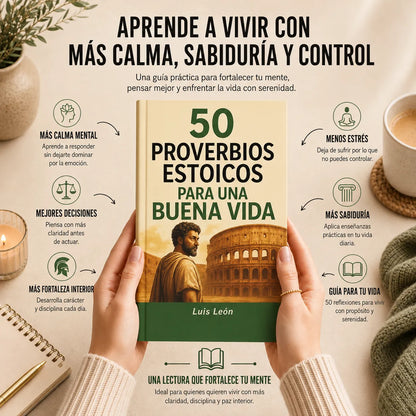 🧠 Entrena tu mente con 50 Proverbios Estoicos para una Buena Vida + 🎁 E-book GRATIS + 2 Separadores + 1 Resaltador