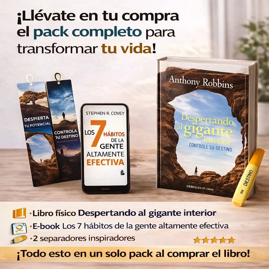 📘 Libro Fisico Despertando al Gigante Interior + 🧠 E-BOOK GRATIS + 2 Separadores + 1 Resaltador