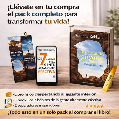 📘 Libro Fisico Despertando al Gigante Interior + 🧠 E-BOOK GRATIS + 2 Separadores + 1 Resaltador