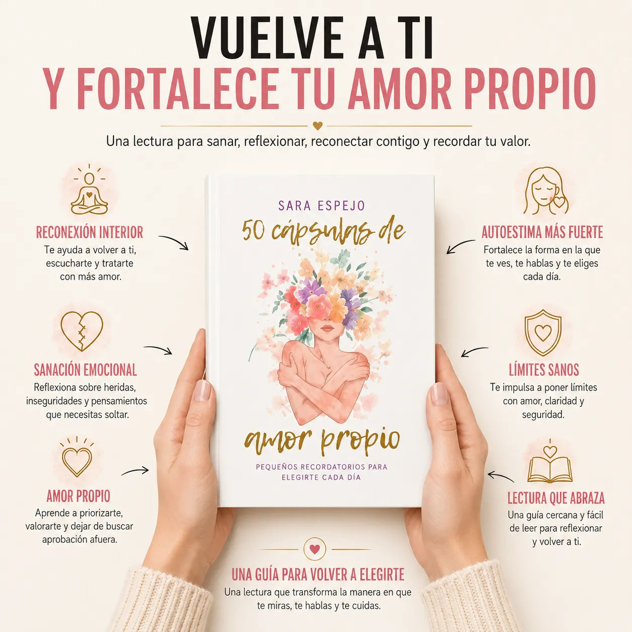 🌸 50 Cápsulas de Amor Propio: vuelve a ti y fortalece tu autoestima + E-book GRATIS “Una Mujer Sabia” + 2 separadores + 1 resaltador 🎁📖