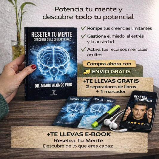 🧠 Resetea tu Mente Libro+ Audiolibro 🎧 + 2 Separadores 📑 + Resaltador GRATIS