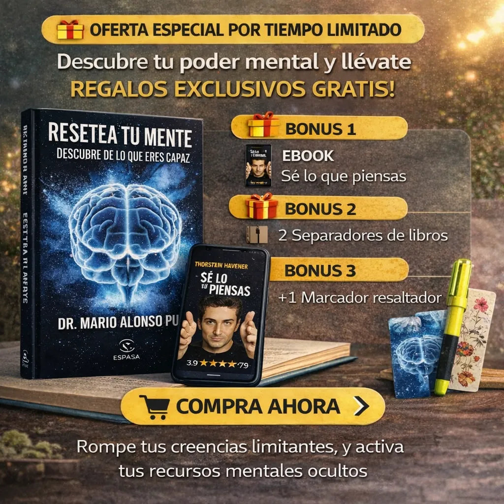 🧠 Resetea tu Mente Libro+ Audiolibro 🎧 + 2 Separadores 📑 + Resaltador GRATIS