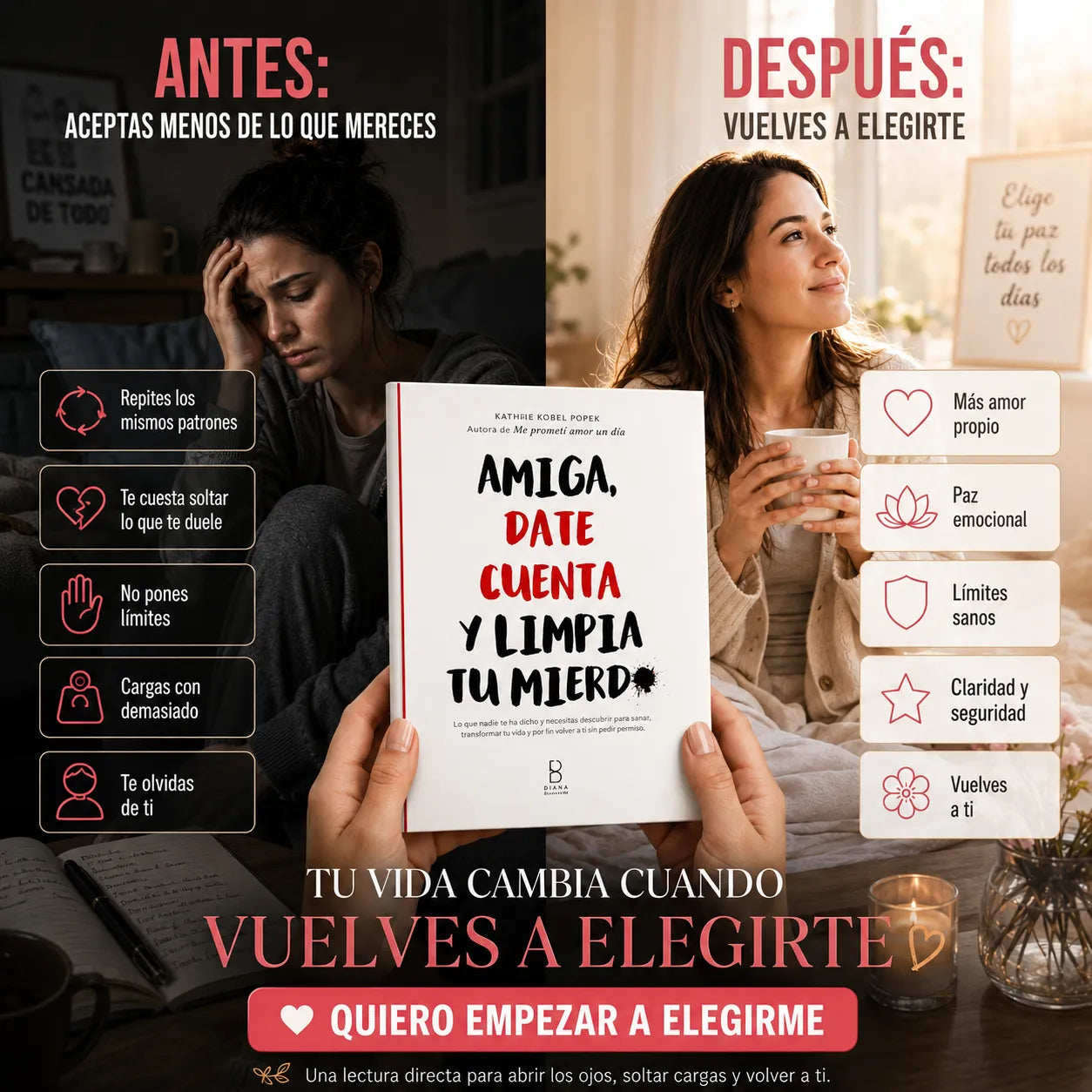 📖✨ Amiga, Date Cuenta y Limpia Tu Mierda + E-book Una Mujer Sabia GRATIS + 2 Separadores + 1 Resaltador de Regalo 💖🔖