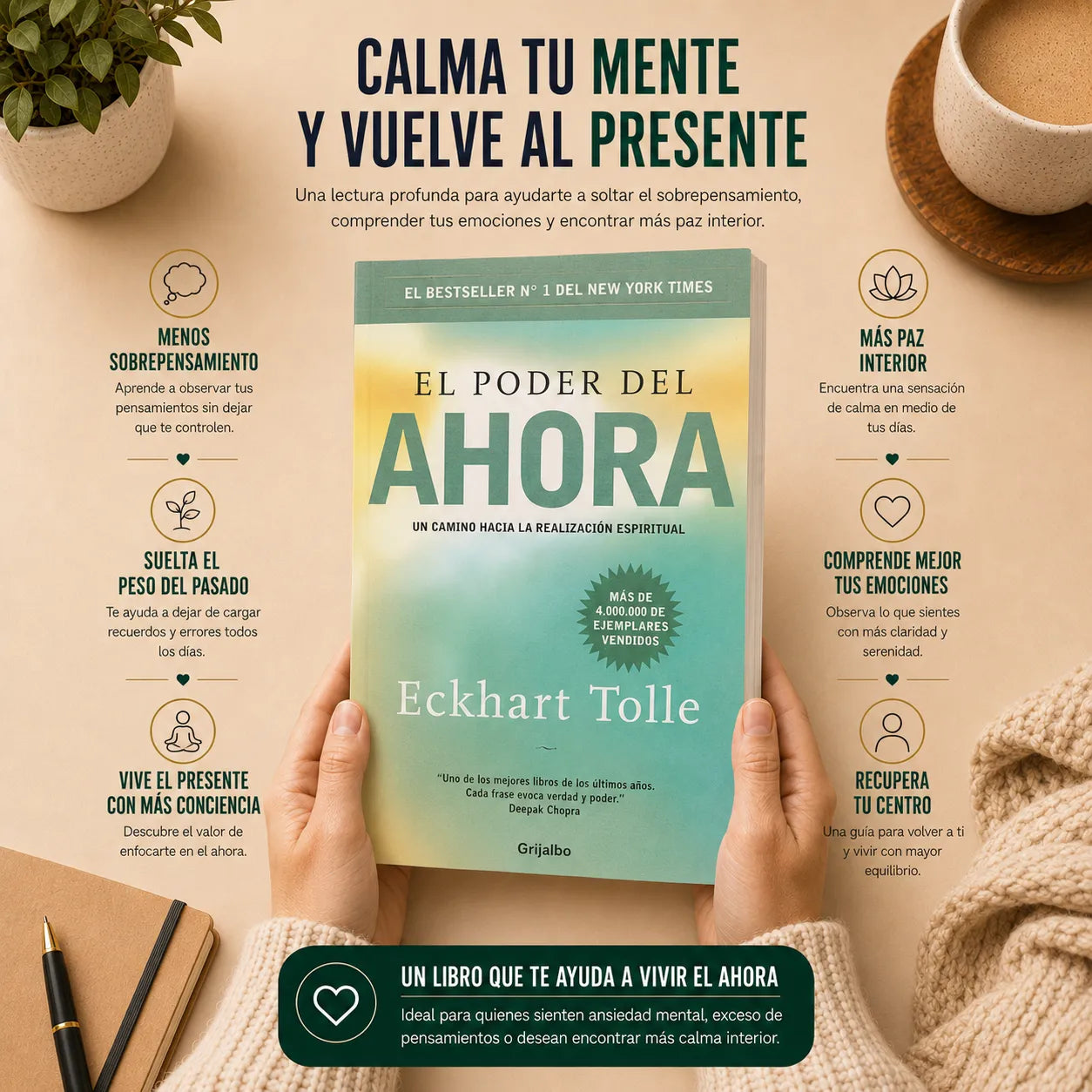 📘 El Poder del Ahora: Edición Especial + E-book de Regalo, 2 Separadores y 1 Resaltador 🎁✨