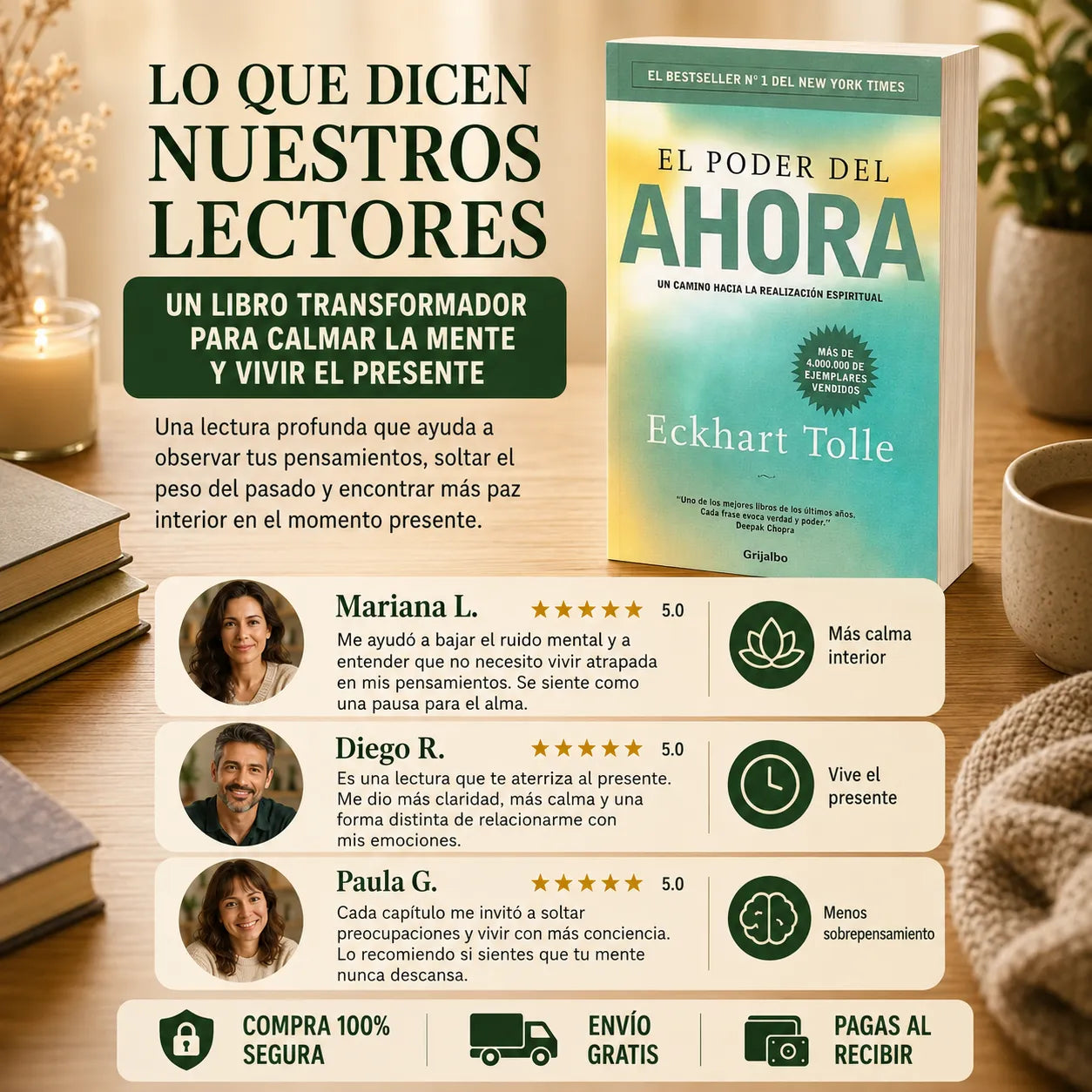 📘 El Poder del Ahora: Edición Especial + E-book de Regalo, 2 Separadores y 1 Resaltador 🎁✨