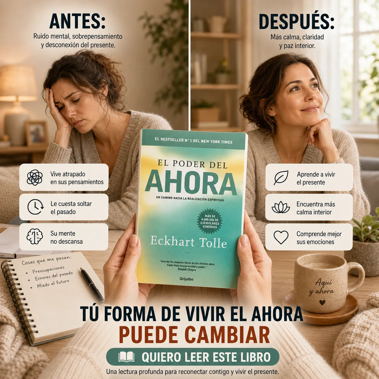 📘 El Poder del Ahora: Edición Especial + E-book de Regalo, 2 Separadores y 1 Resaltador 🎁✨