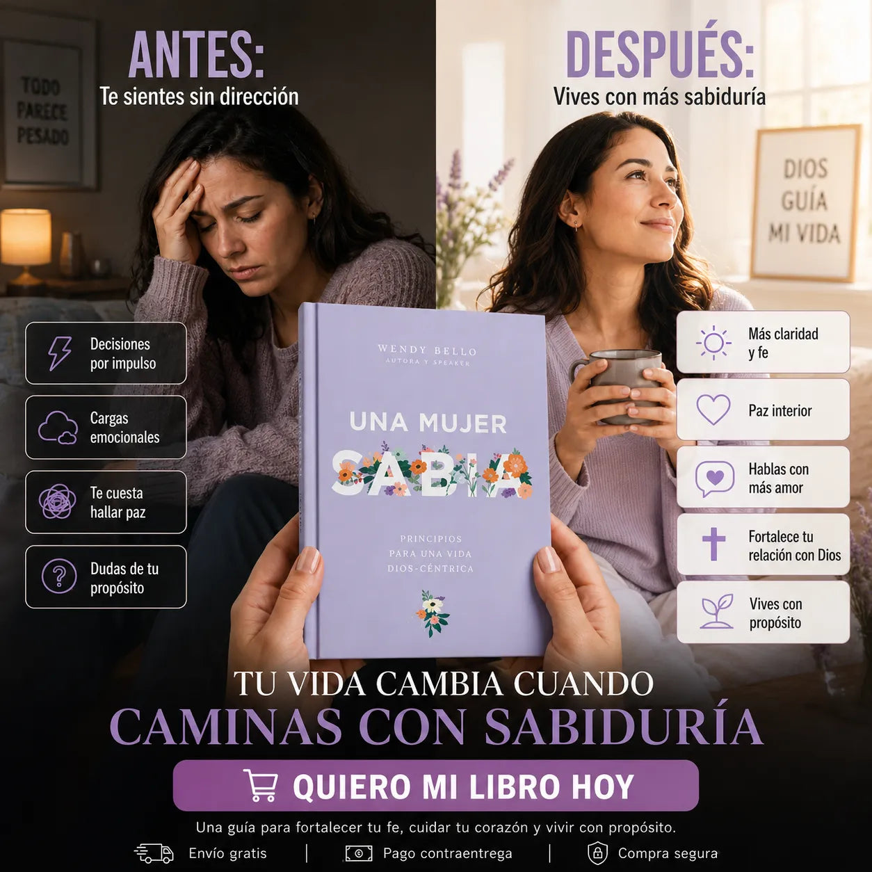 ✨ Una Mujer Sabia: fortalece tu fe y vive con propósito + E-book de regalo + 2 separadores + 1 resaltador 🎁📖