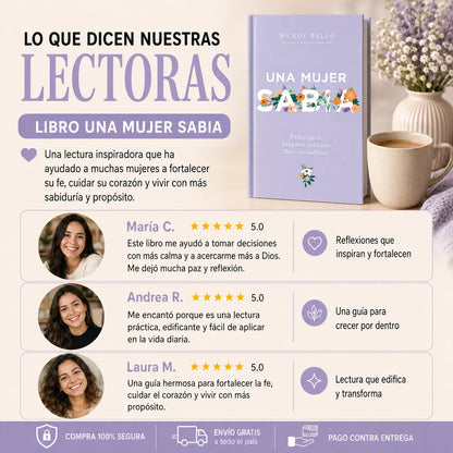 ✨ Una Mujer Sabia: fortalece tu fe y vive con propósito + E-book de regalo + 2 separadores + 1 resaltador 🎁📖