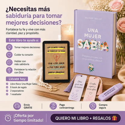✨ Una Mujer Sabia: fortalece tu fe y vive con propósito + E-book de regalo + 2 separadores + 1 resaltador 🎁📖
