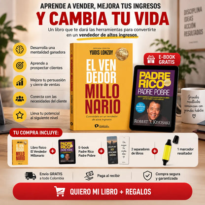 🚀 El Vendedor Millonario — Lleva tus Ventas al Siguiente Nivel 📈 + E-book GRATIS 🎁 + 2 Separadores + 1 Resaltador