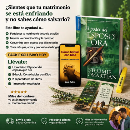 🙏 Transforma tu matrimonio con El poder del esposo que ora 💚 + 🎁 E-book + 🔖 2 separadores + 🖍️ resaltador GRATIS
