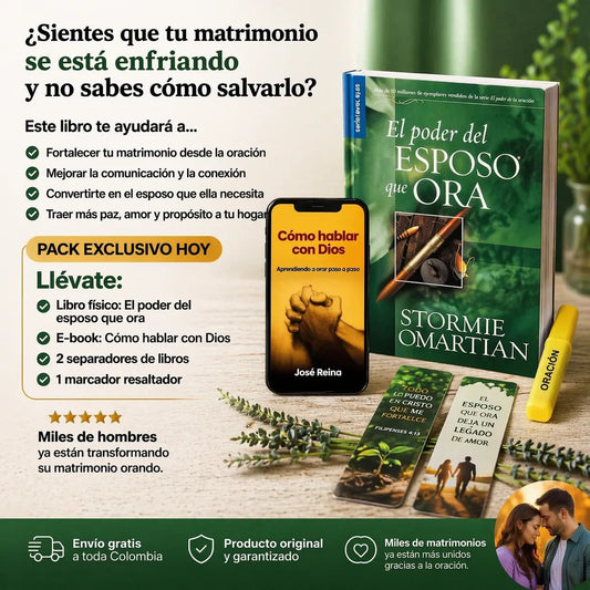 🙏 Transforma tu matrimonio con El poder del esposo que ora 💚 + 🎁 E-book + 🔖 2 separadores + 🖍️ resaltador GRATIS