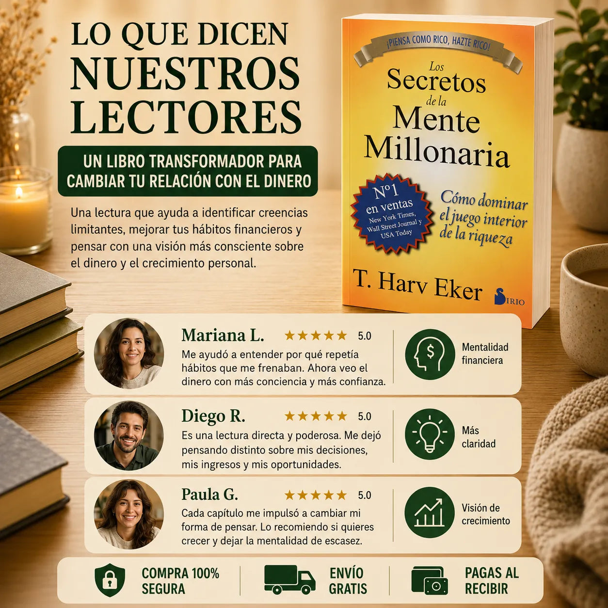 💰 Los Secretos de la Mente Millonaria + Folleto del millonario 📲 + 2 Separadores 🔖 + 1 Resaltador 🖍️