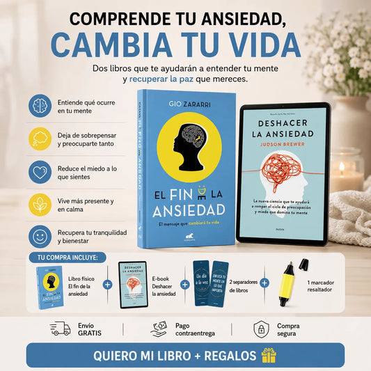 🧠🎁 EL FIN DE LA ANSIEDAD , ENTIENDE TU MENTE Y RECUPERA TU PAZ + 📱 E-book + 🔖 2 separadores + 🖍️ 1 resaltador