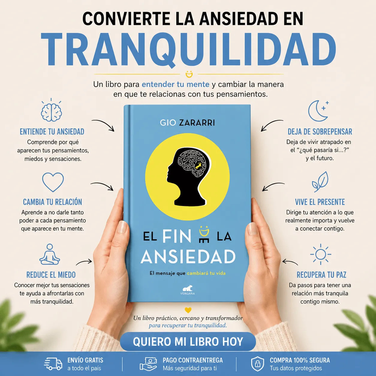 🧠🎁 EL FIN DE LA ANSIEDAD , ENTIENDE TU MENTE Y RECUPERA TU PAZ + 📱 E-book + 🔖 2 separadores + 🖍️ 1 resaltador