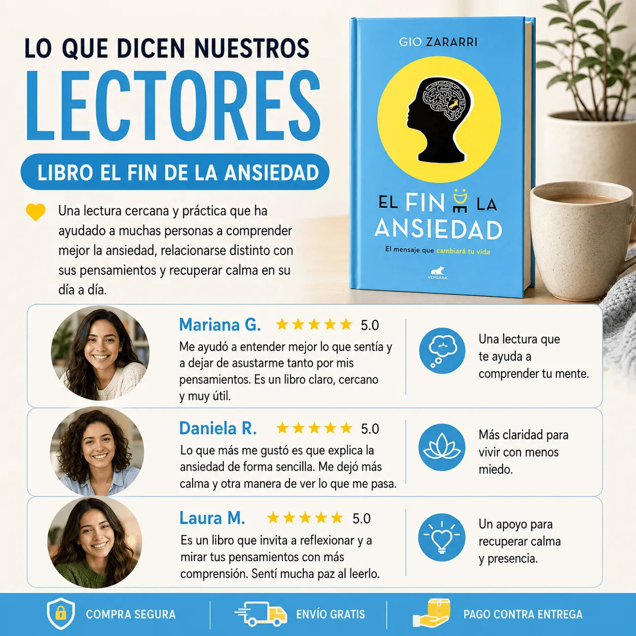 🧠🎁 EL FIN DE LA ANSIEDAD , ENTIENDE TU MENTE Y RECUPERA TU PAZ + 📱 E-book + 🔖 2 separadores + 🖍️ 1 resaltador