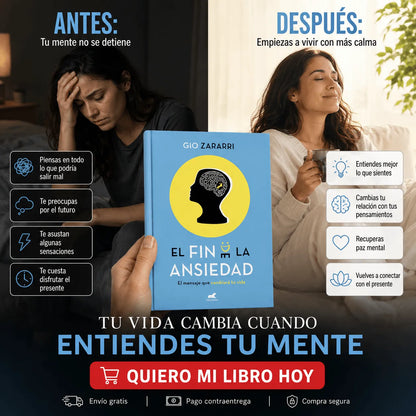 🧠🎁 EL FIN DE LA ANSIEDAD , ENTIENDE TU MENTE Y RECUPERA TU PAZ + 📱 E-book + 🔖 2 separadores + 🖍️ 1 resaltador