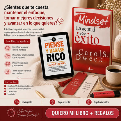 🔥 Oferta Mindset: 📘 Libro físico + 📲 E-book Piense y hágase rico + 🔖 2 separadores + 🖍️ resaltador de regalo